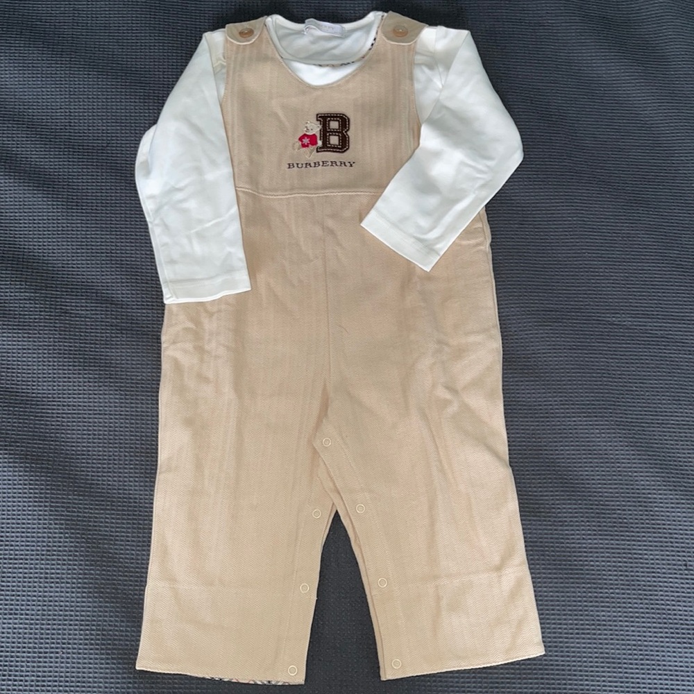 Burberry overall & shirt set. Size 2T